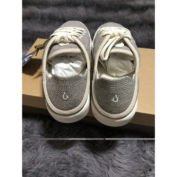 Olukai Womens Pehuea Li Lace up Canvas Sneakers Shoes, Size 9.5, Tapa/White Sand - Picture 4 of 6